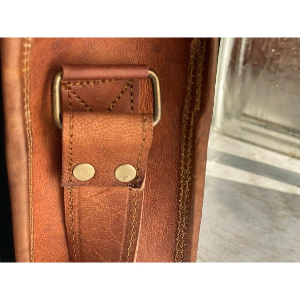 Vintage Laptop Messenger Briefcase Bag Satchel Bag For Men's Leather