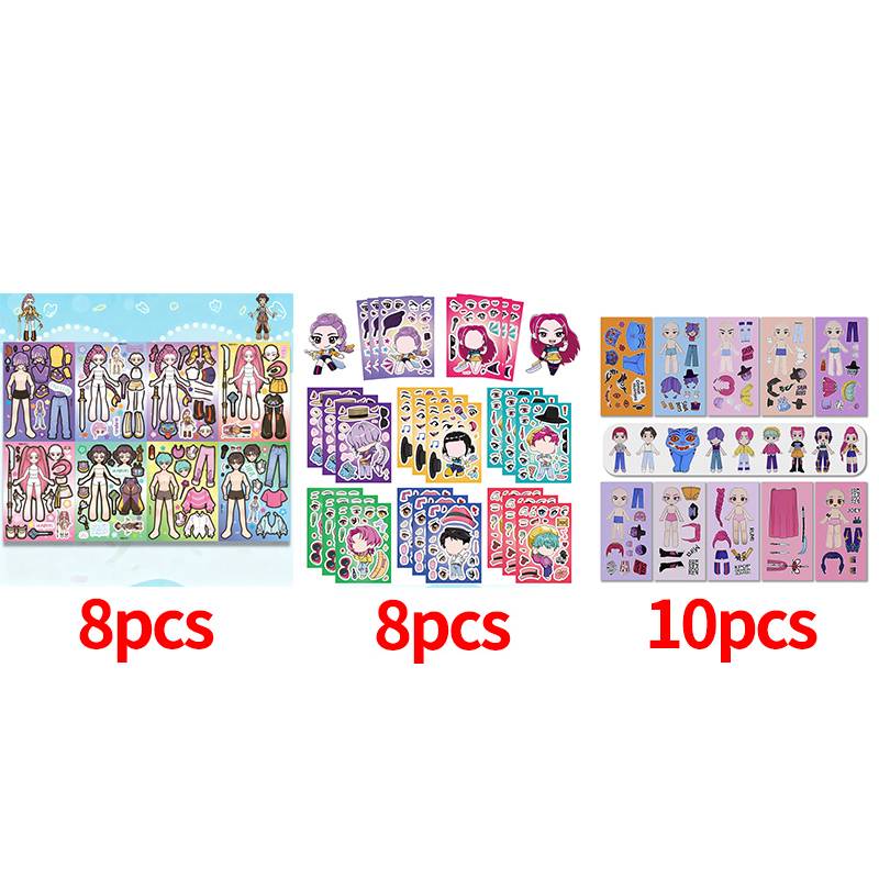 Demœ Hunters DIY Stickers Set Puzzle Face Changing Stickers Kpop DIY Phone Laptop Luggage Skateboard Graffiti Decals Kids Gift