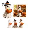 Indoor Fall Home Decorations Resin Ghost Statue with Pumpkin Candy Bowl for Halloween Table Decor, Easy To Clean Ornaments Cute Desktop Organizer