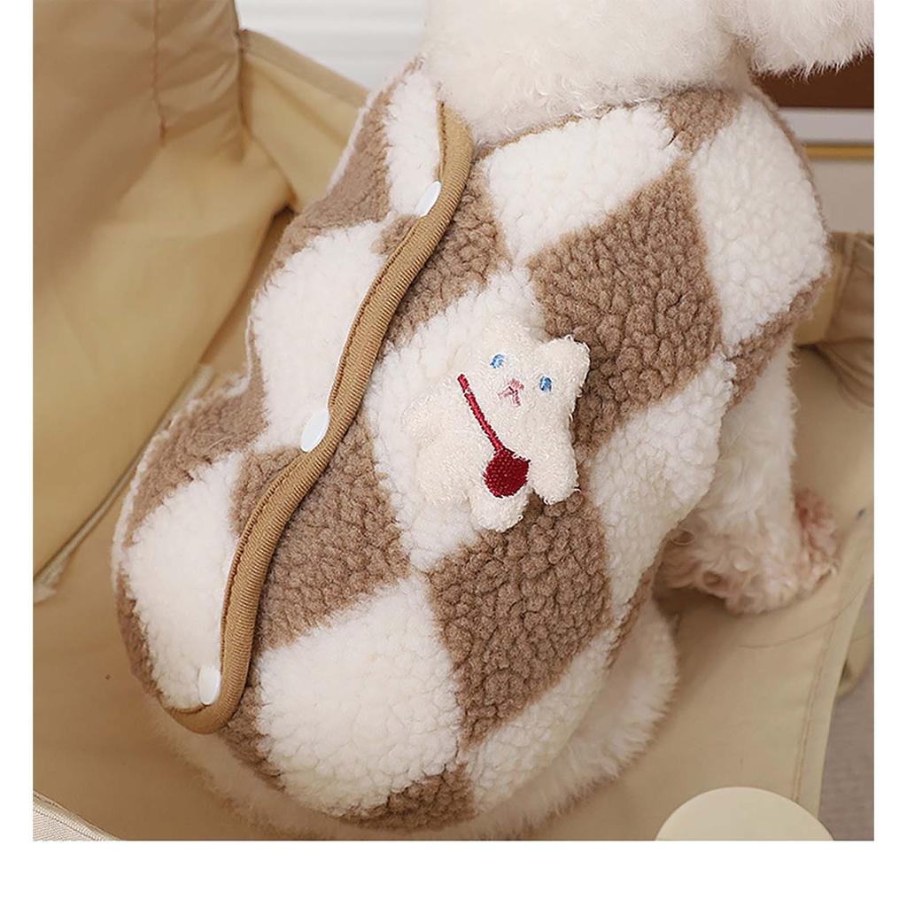 Жилет в ромбовидную клетку Одежда для домашних животных, одежда для маленьких молочных собак, маленьких собак и зимняя теплая одежда для ног