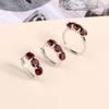 Bolaijewelry Simple Design Natural Garnet Ring Earrings Jewelry Set 925 Sterling Silver Fashion Women's Fine Jewelry