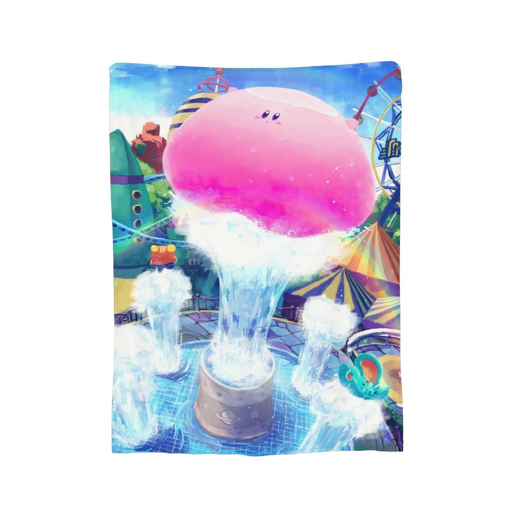 Cartoon K-Kirbys Blankets Coral Fleece Plush Print Breathable Warm Throw Blankets for Bed Office Bedspreads
