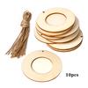 10pcs Mini Round Wood Photo Frame Picture Holder with Hanging Rope DIY Wooden Crafts for Wall