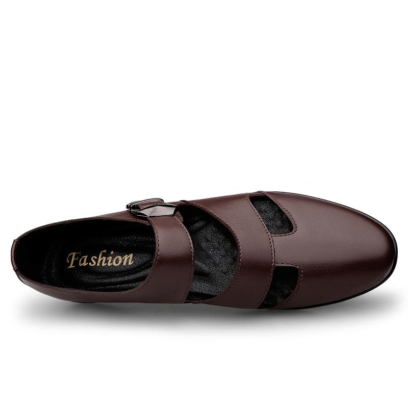 FashionMen's Sandals Summer Trend Business Oxford Non-slip Mens Casual Roman Genuine Leather Sandalias Men Beach Slippers Outdoor Shoes