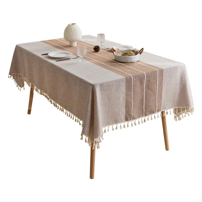 Waterproof Jacquard Tablecloth, Cotton Linen Tassels, Coffee Table Decoration, Table Fabric, Rectangular Fabric Tablecloth