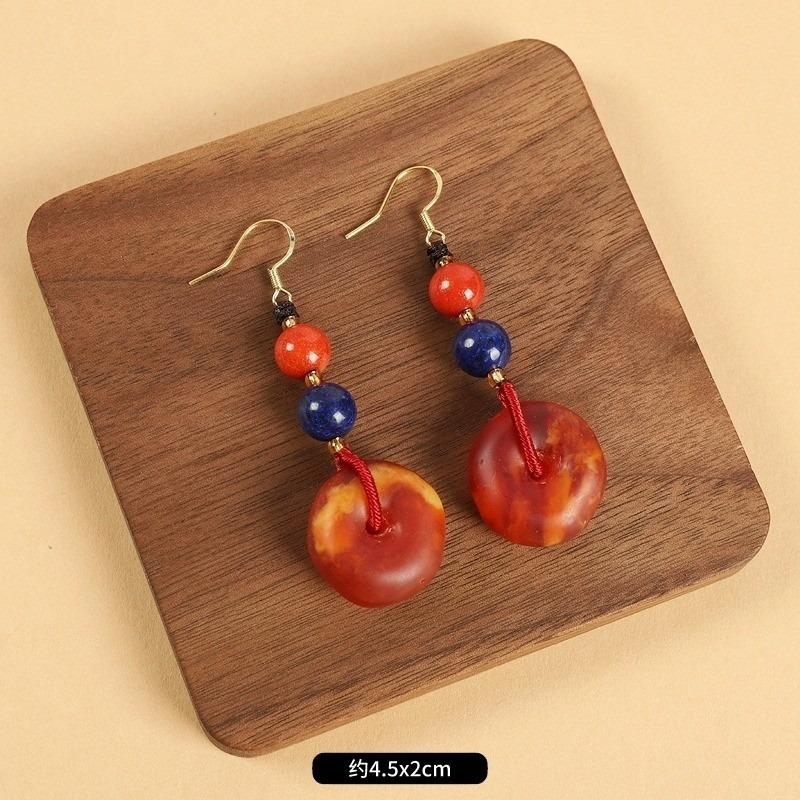 Нишевые серьги из пчелиного воска, ретро, длинные, с литературным темпераментом, женские, антикварные, к ципао, простые тибетские серьги