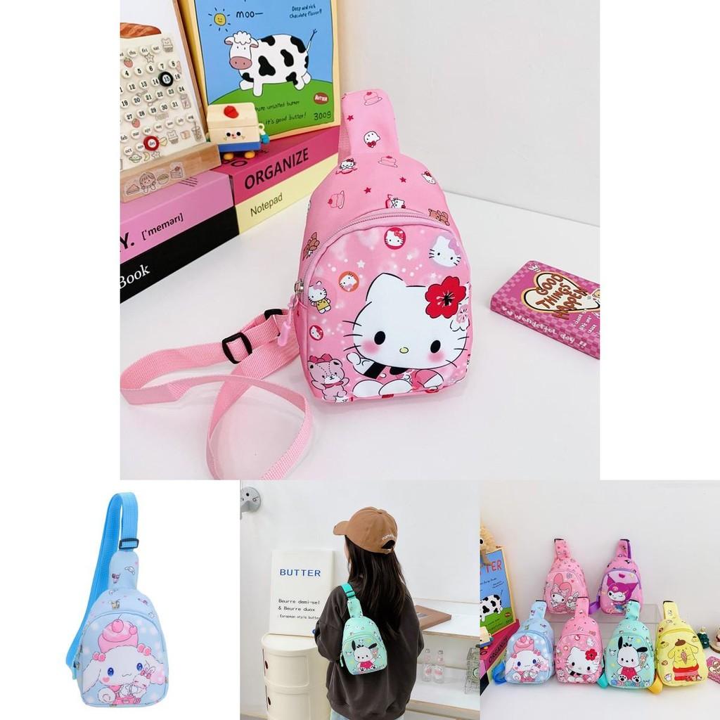Детская нагрудная сумка Hello Kitty Kuromi Melody с полиэстеровым материалом и дышащим дизайном для ежедневного использования в детском саду