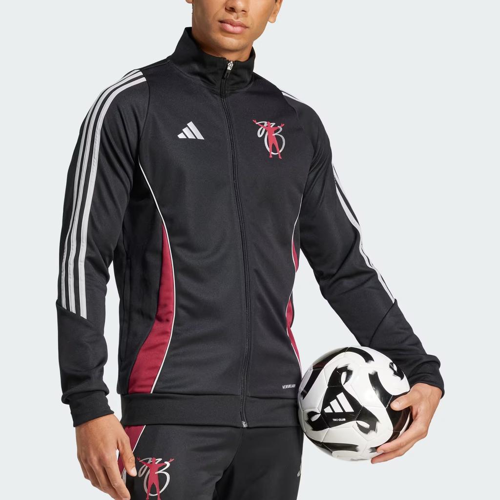 Adidas SS25 Футбол Джуд Беллингем Тренировочный Логотип Полоса Влагоотводящая Приталенная Куртка с Длинным Рукавом Мужская Куртка Черный JX1969