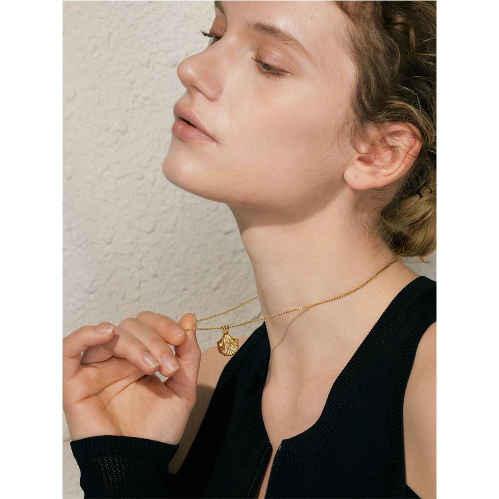 Yhpup Ocean Style 316L Stainless Steel Casting Zirconia Metal Shell Necklace Fashion Pendant Trendy Summer Jewelry Waterproof