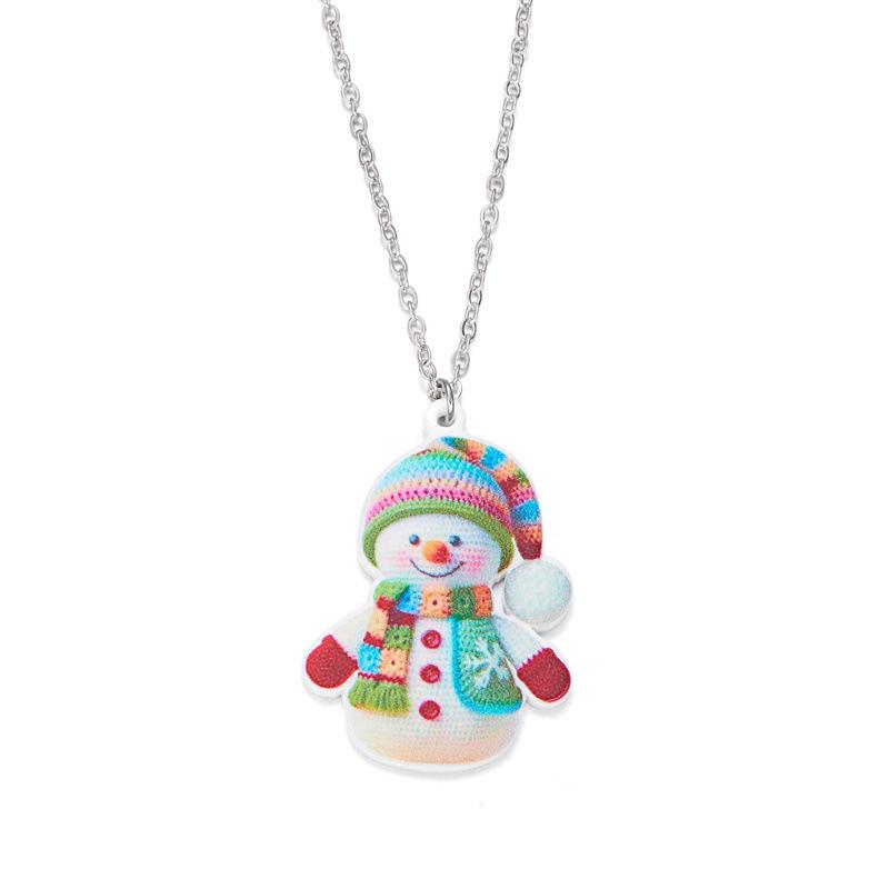 European and American Christmas jewelry set creative cute colorful snowman pendant acrylic necklace earrings