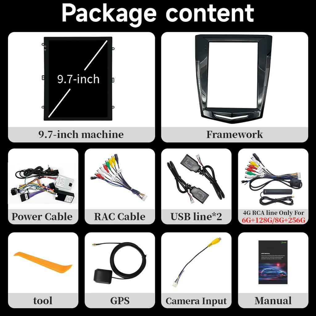 9,7-дюймовый Android 14 для Cadillac Ats Xts Cts Srx 2013-2018 Автомобильный Радиоприемник Мультимедиа Навигация 4G GPS Беспроводной Carplay Экран Стерео