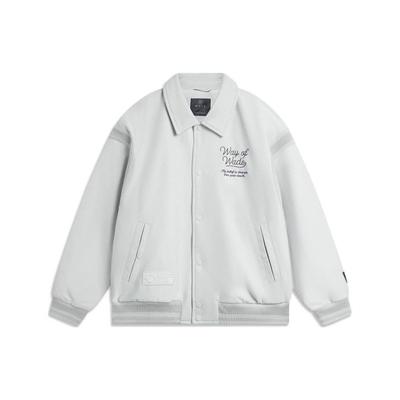 Баскетбольная серия Li Ning Wade Christmas Series Polo Collar Loose Letter однобортная спортивная куртка мужская куртка River-Stone-Gray AJMU095-2