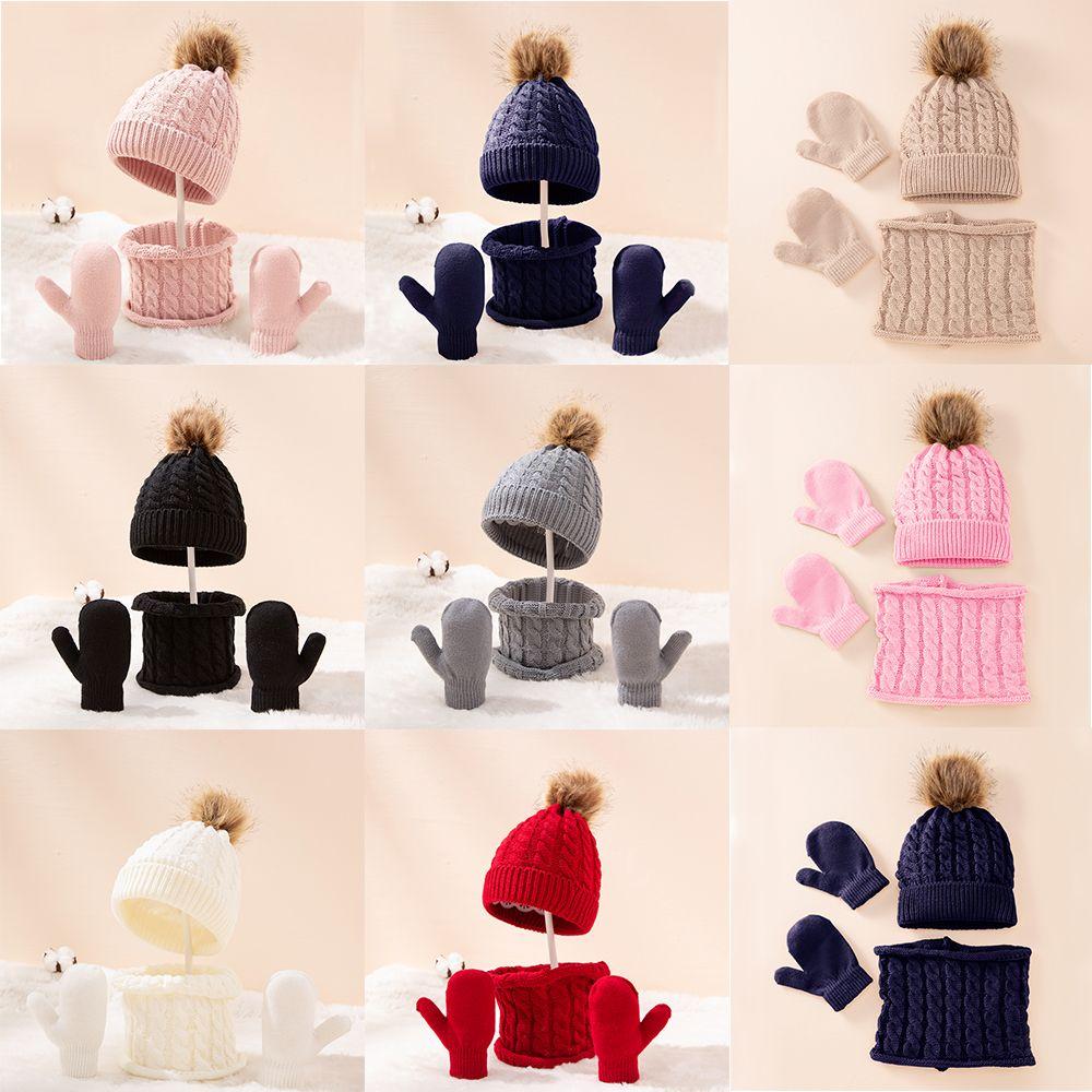 NEW Warm Winter Hat Scarf Gloves Set Boys Girls for Kids 0-3 Years Children
