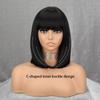LISI HAIR Women Short Straight Black Bob Synthetic Fiber Wigs with Bangs Short Straight Wigs for Women Cosplay Lolita