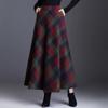Long Skirt Women's Autumn Woolen Half Skirt A-line Skirt Big Swing Skirt Vintage Plaid Long Skirt