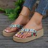Fashion 2024 Summer Women's Slippers Wedge Thick Sole Women's Shoes Outdoor Beach Slippers Fashion Flip Flop Bohemian Style Sandals