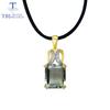 Комплект украшений из натурального зеленого аметиста, кварца, драгоценных камней, кольца, ожерелья и серьги, ювелирные изделия из серебра 925 пробы для женщин с подарочной коробкой