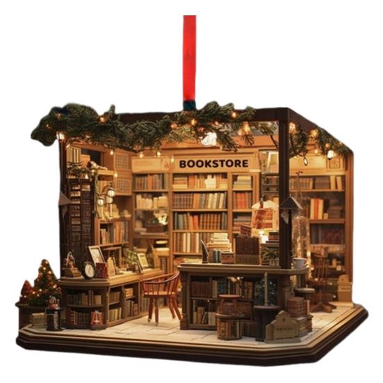 Рождественский книжный магазин Yousheng, украшение из акрила, сложенная книга, подвесное украшение, рождественская елка, книжный подарок для любителя книг, праздничный декор для дома в виде елки