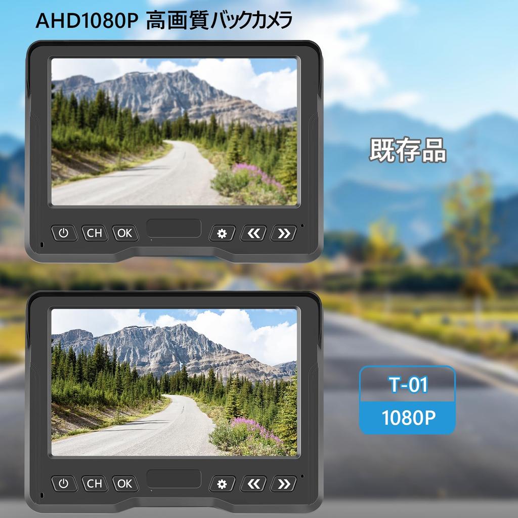 Монитор камеры заднего вида Tonowu AHD Монитор заднего вида с IPS ЖК-дисплеем Переключаемый между нормальным и зеркальным режимом Направляющая линия Совместим с 12 В до 24 В Включает 7 м