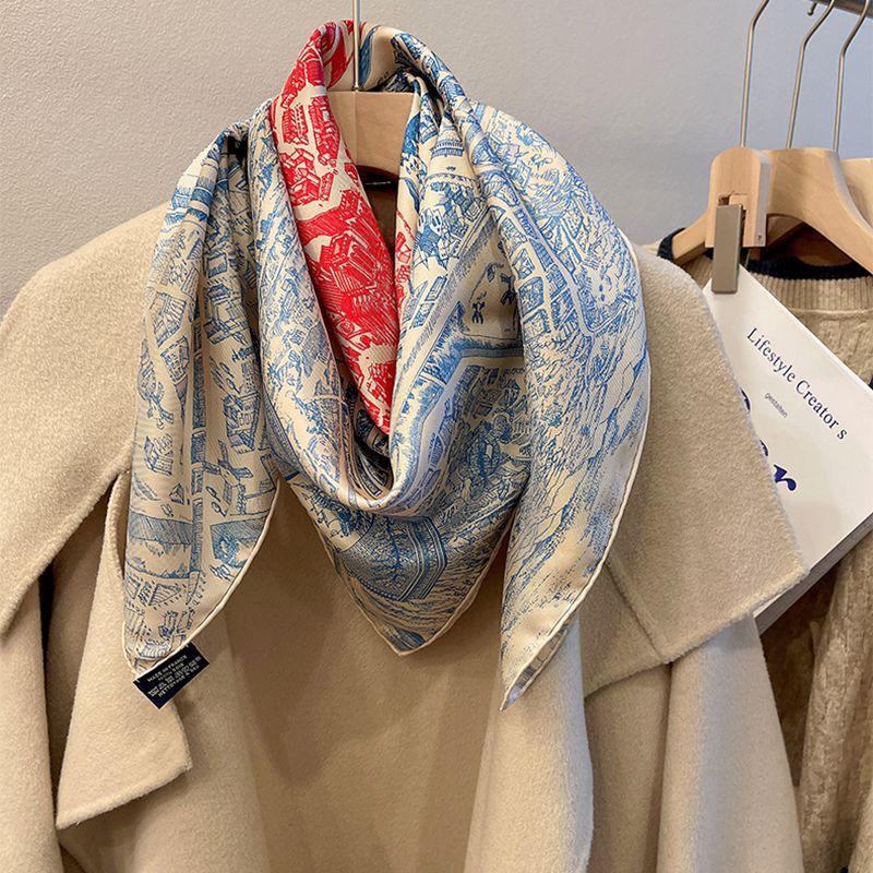 City Of Horses Xiuzhi Same Silk Scarf 90 Twill Silk Square Scarf Mulberry Silk Silk Scarf Spring And Summer Small Shawl Women'S Silk Scarf