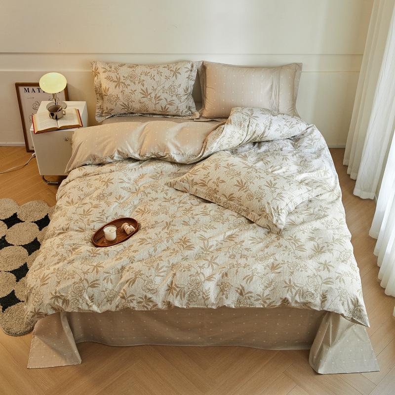 Комплект из четырех предметов, пододеяльник из чистого хлопка, простыня из хлопка, комплект из трех предметов для односпальной кровати в общежитии