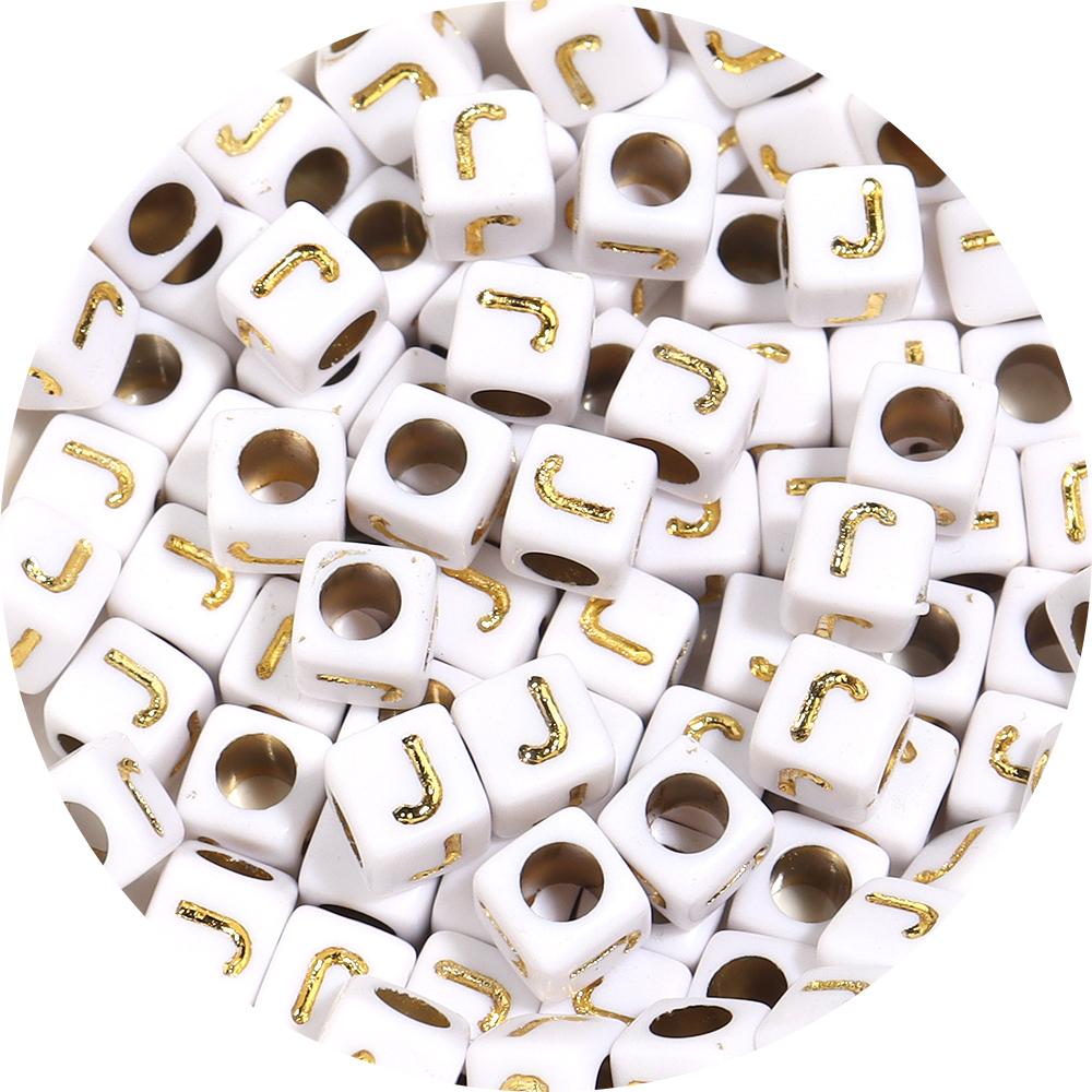 100pcs/lot 4.5 6mm Gold Letter Acrylic Square Beads Large Hole Loose Alphabet Beads For DIY Craft Bracelet Earrings Accessories