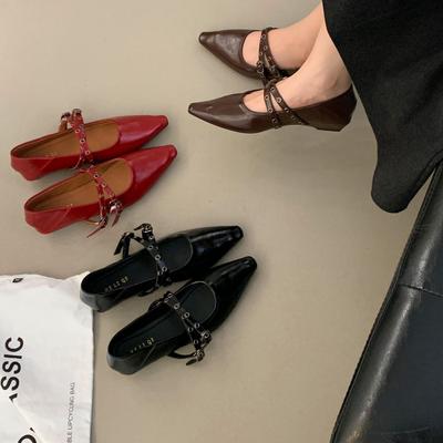Простые и универсальные туфли Мэри Джейн из мягкой кожи женские 2025 весна и осень новые из мягкой кожи вечерние на низком каблуке одинарные туфли с перекрестным ремешком женские