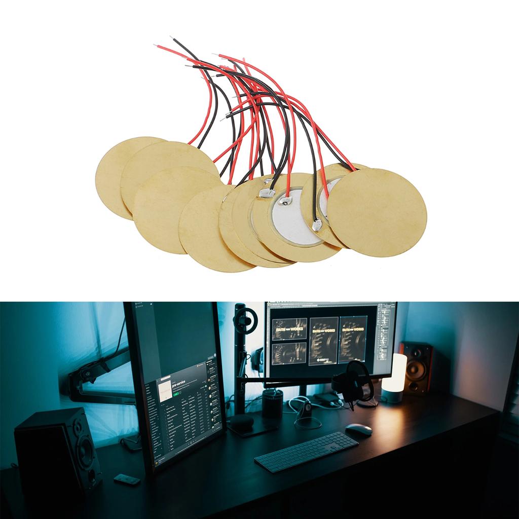 Высококачественный медный дисковый зуммер 12 мм улучшает ваше музыкальное впечатление Пьезозуммер Сенсорная пластина Паяные провода 10 штук