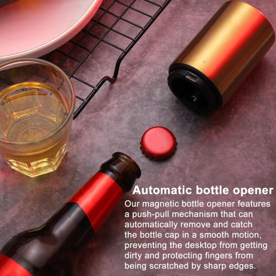 Automatic Beer Bottle Opener Magnetic Stainless Steel Push-pull Bottle Opener Portable Bar Tools for Home Picnic Camping