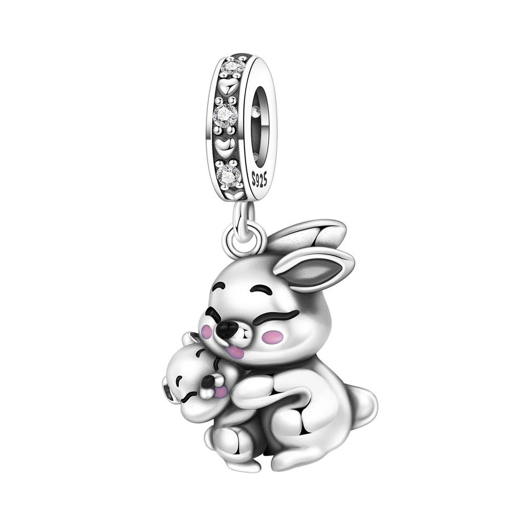 Orstarry 925 Silver Little Bear Pendant Beads Charm Bracelet Jewelry DIY Gifts for Party Animal Lovers