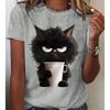Fashion Women Tea Cup Cat Print T Shirt Funny Casual O-neck Short Sleeves T-shirt Summer Female Tee Shirt