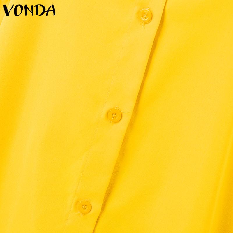 VONDA Женские платья больших размеров с воротником-стойкой и оборками, с длинными рукавами