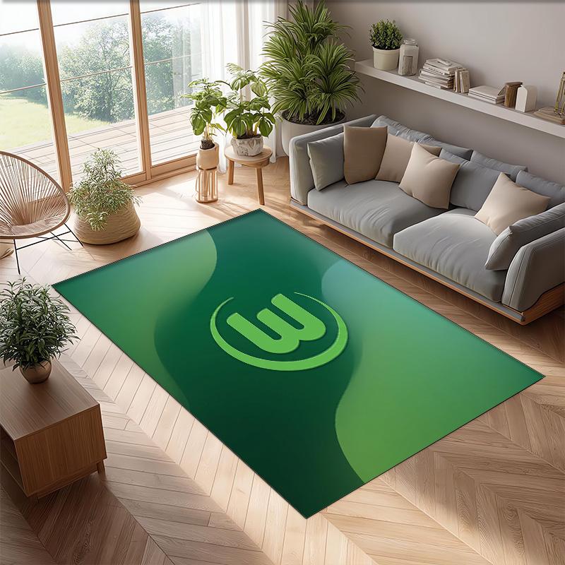 VfL Wolfsburg FC Soccer Football Pattern Soft Area Rug Non Slip Indoor Floor Carpet Sports Decor Mat for Bedroom