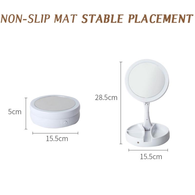 Складное светодиодное увеличительное зеркало для макияжа Costway, белое косметическое зеркало с зарядкой через USB и подсветкой, 10X настольные зеркала