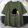 Футболка мужская хлопковая Killer Black Cat What Surprised Print Creativity Funny Tops Oversize All-math Vintage Short Sleeve Man Tops