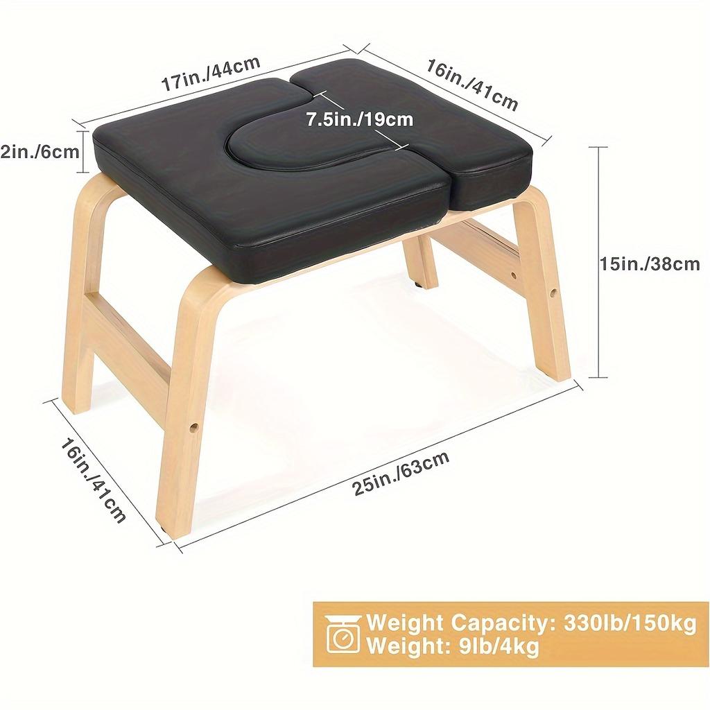 Скамья для йоги, стойка на голове, инверсионная скамья для йоги с деревянной рамой и полиуретановыми подушками, тренировка равновесия для снятия усталости, нагрузка 330 фунтов