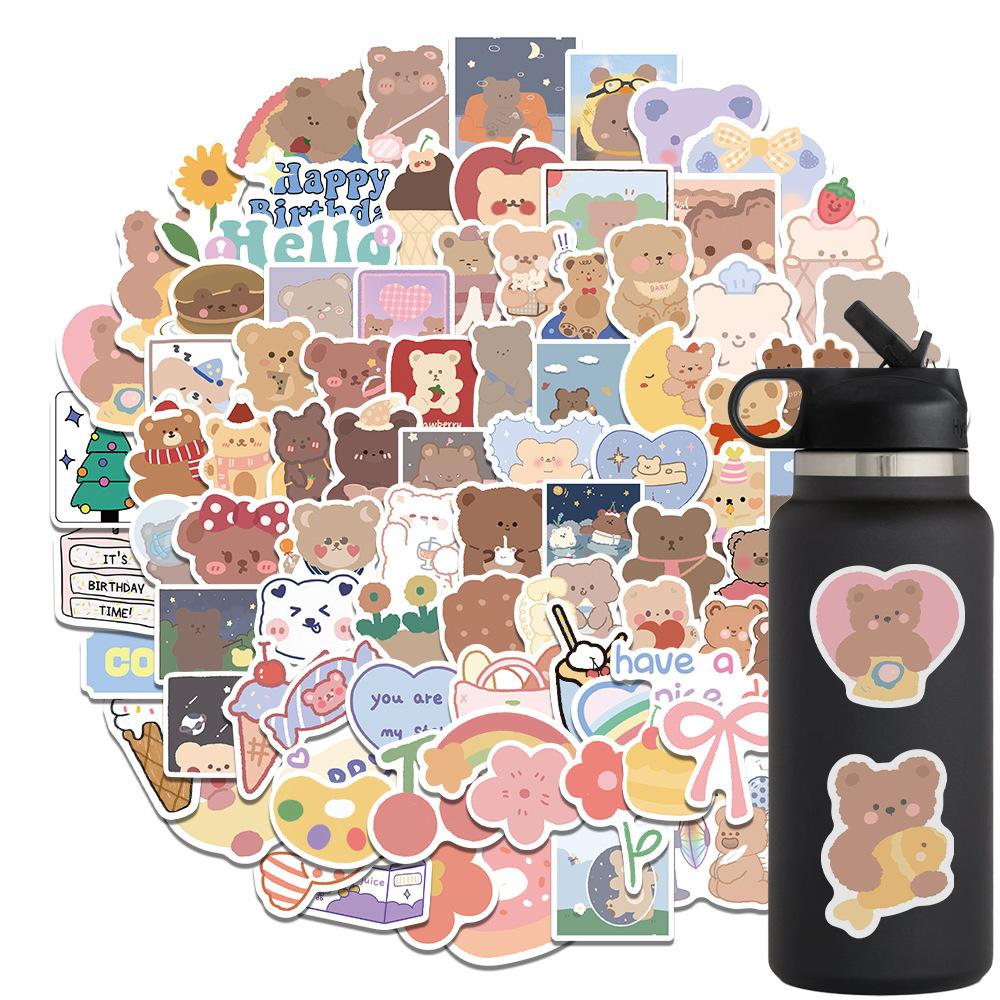 102 Cartoon Korean Bear Graffiti Stickers Decorate Suitcase Motorcycle Notebook Waterproof Stickers