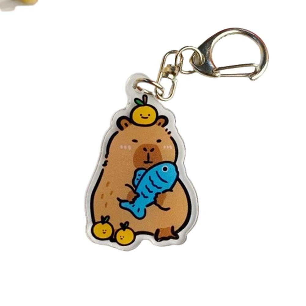 Cartoon Capybara Cartoon Capybaras Keyring Acrylic Kapibala Keyrings  Hanging Accessory