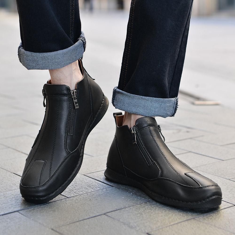 Модный бренд Мужские дышащие повседневные кожаные туфли на мягкой подошве Мода Весна Новый стиль Мужские удобные повседневные туфли на молнии сбоку «Осьминог»