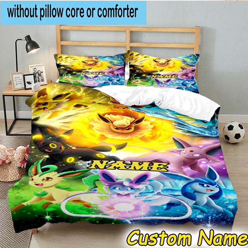 3PCS Custom Name Pika Bedding Set, Bedding Set Including 1pc Duvet Cover And 2pcs Pillowcases for Bedroom,Dormitory Gift