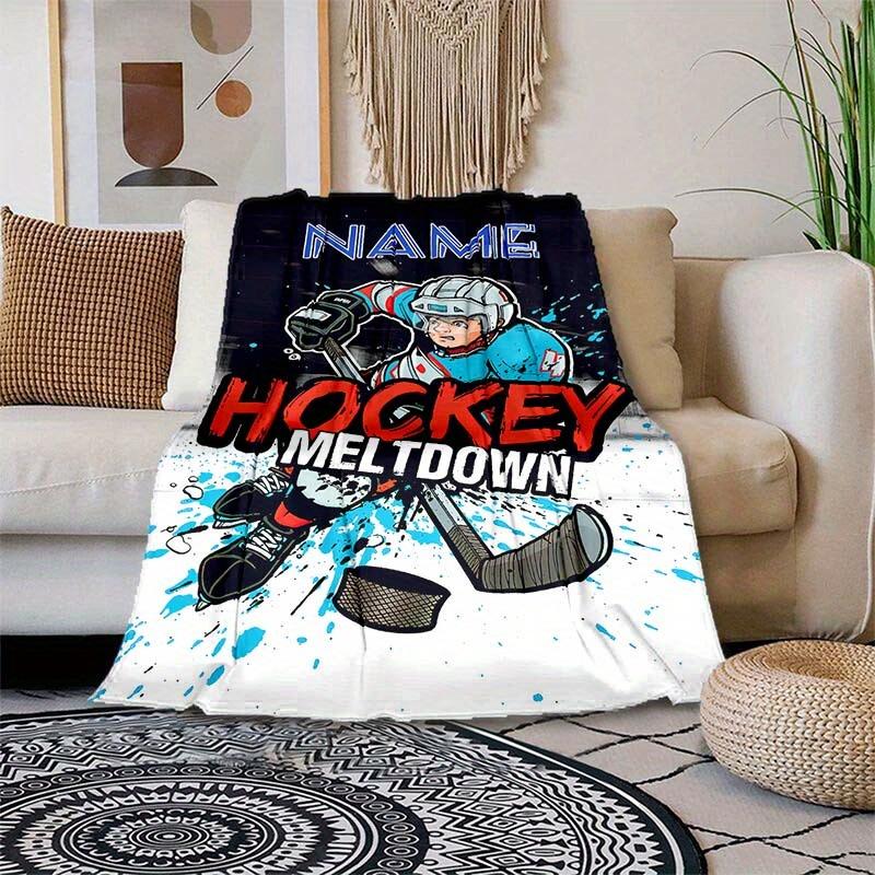 Hockey Customize Your Name Blanket Warm Comfortable Soft Blanket For Chair Office Sofa Bed Sofa Office Camping Suitable For Gifting Relatives And