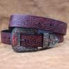 Ремень из коровьей кожи с тиснением в стиле вестерн, ремень в стиле ретро, модный молодежный ремень с пряжкой из натуральной кожи для мужчин
