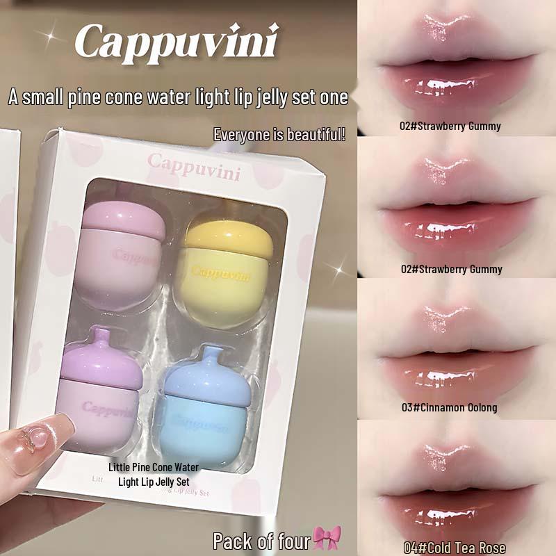 CAPPVINI Little Pine Cone Plumping Watery Lip Gloss - Mirror Shine for Students & Parties