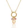14K Gold Plated Stainless Steel Necklace, Zircons, Pink Flower Nst2285