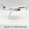20СМ Malindo Airlines 737 B737-800 Airways Сплав Металл 1:400 Модель самолета Литая модель самолета и колеса Самолет