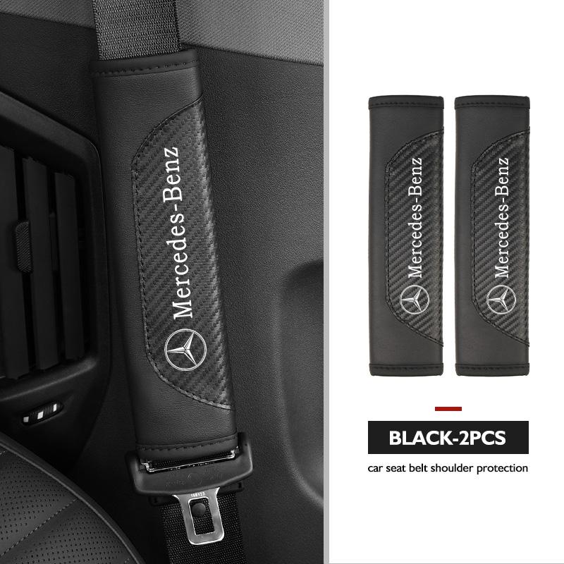 AABIA1 For Benz Leather Car Seat Belt Safety Shoulder Cover Protection Pad Interior Accessories AMG W213 W124 W108 W126 Exclusive W204
