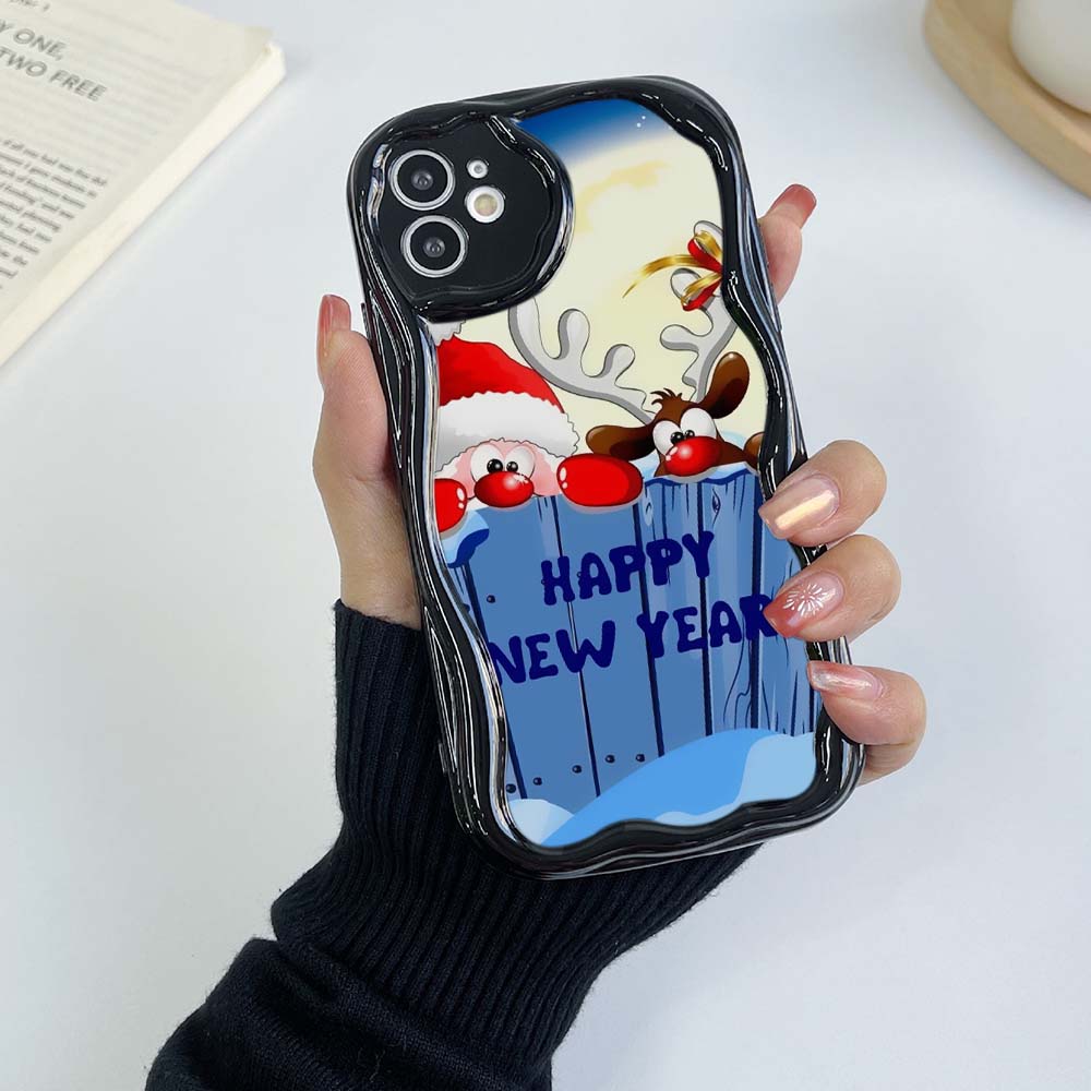 Samsung Galaxy A25 для iPhone 15 Xiaomi Poco X6 Redmi Huawei Honor 90 Чехлы для телефонов A2 Новогодний рождественский дизайн арт-эксклюзив Кремовый узор Мягкий чехол