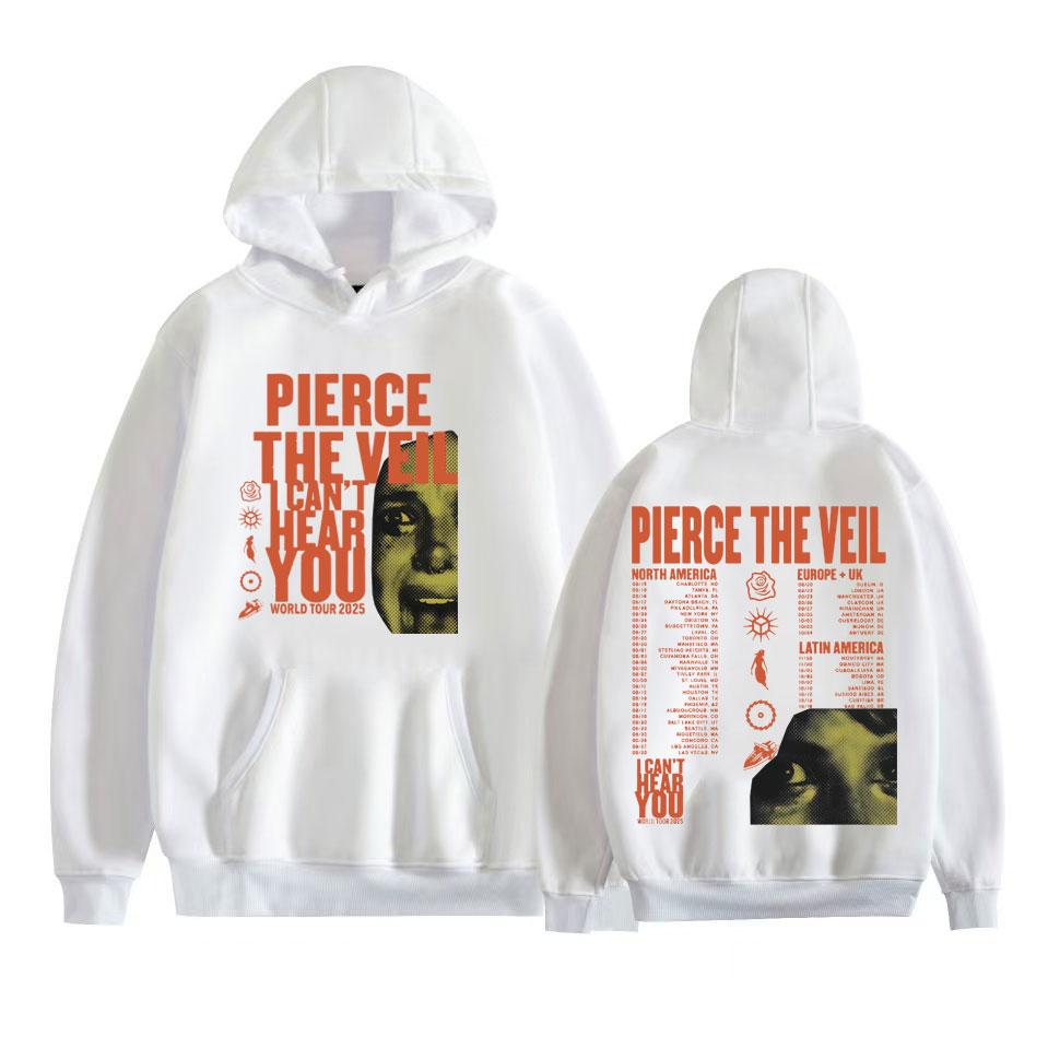 Pierce The Veil I Can't Hear You Тур 2025 Мужская и женская толстовка с капюшоном Harajuku Hip Hop Rock Punk Повседневная флисовая оверсайз толстовка