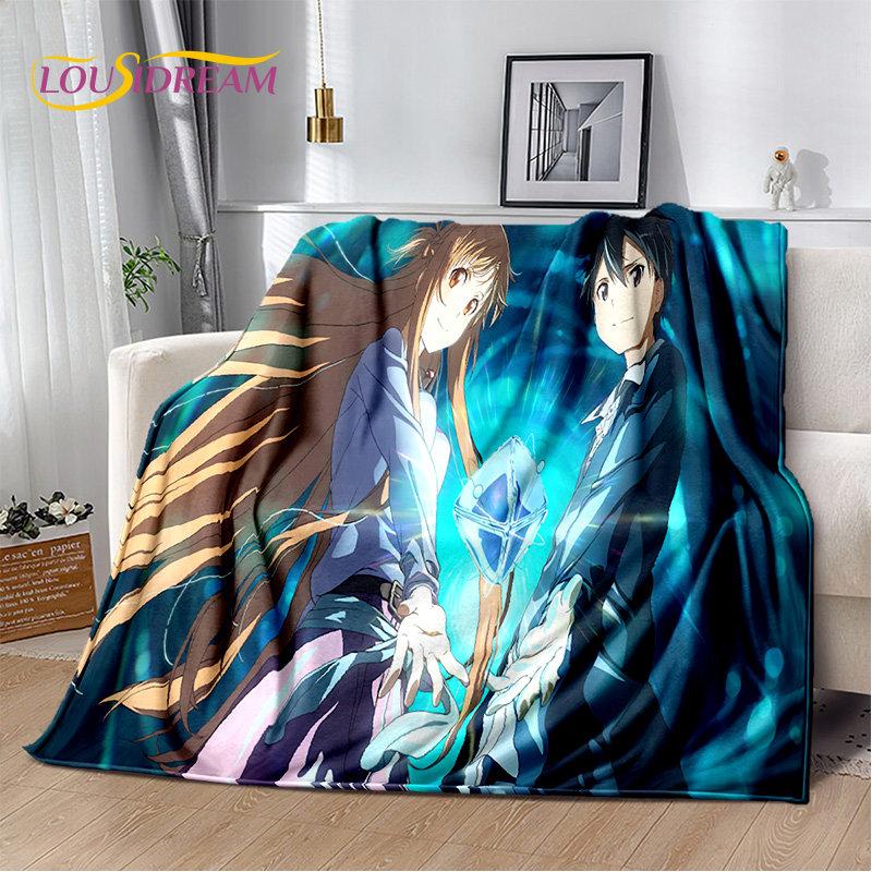 Мягкое плюшевое одеяло с героями мультфильмов «Sword Art Online SAO», фланелевое одеяло для гостиной, спальни, кровати, дивана, пикника, детей