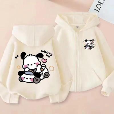 Soft and Cute Pacha Dog Children's Hooded Zipper Hoodie Cute Printed Spring and Autumn Coat Children's Clothing Top for Girls